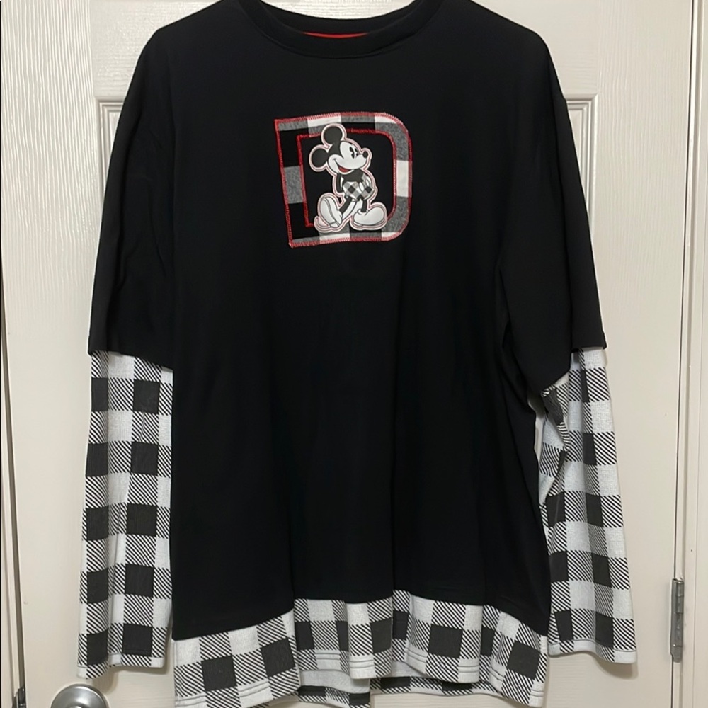 Black and White Mickey Mouse Long Sleeve Shirt